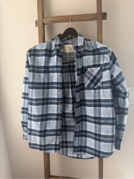 Weatherproof Other - Men’s Blue and White Plaid Button-Up Flannel Shirt - size L